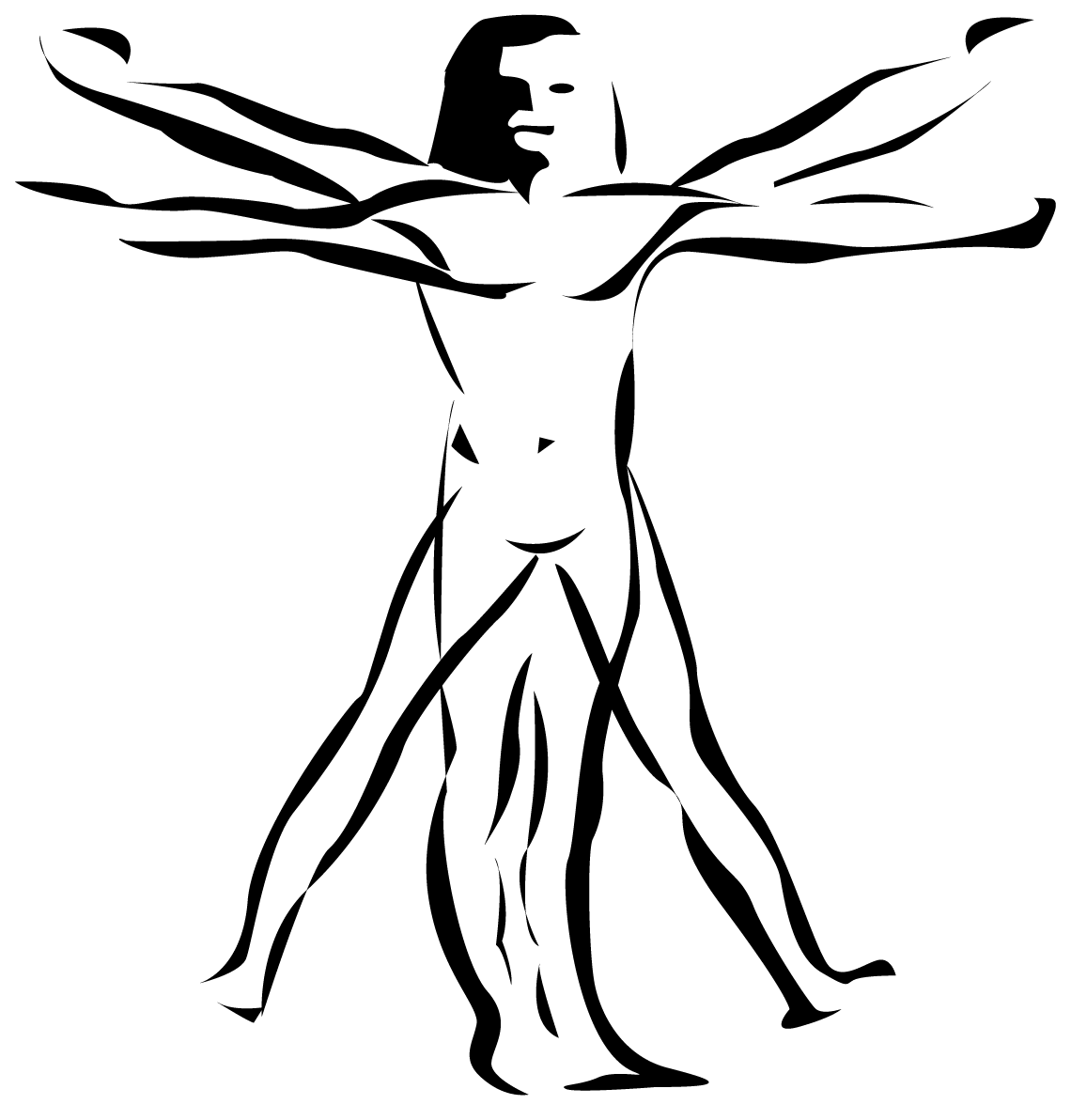 Logo noir d'Innovia présentant une figure humaine stylisée avec les bras écartés, incarnant le réseau logistique étendu de l'entreprise.